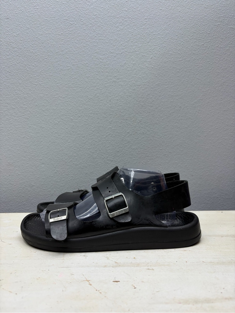 Betula By Birkenstock Black Patent Leather Double Strap Sandals Size 10